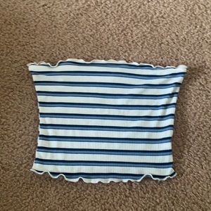 blue & white tube top
